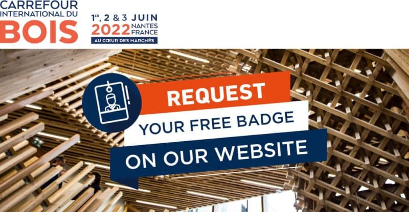 Carrefour International du Bois event, online badge request.