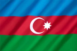 Bandiera dell'Azerbaigian con luna e stella.